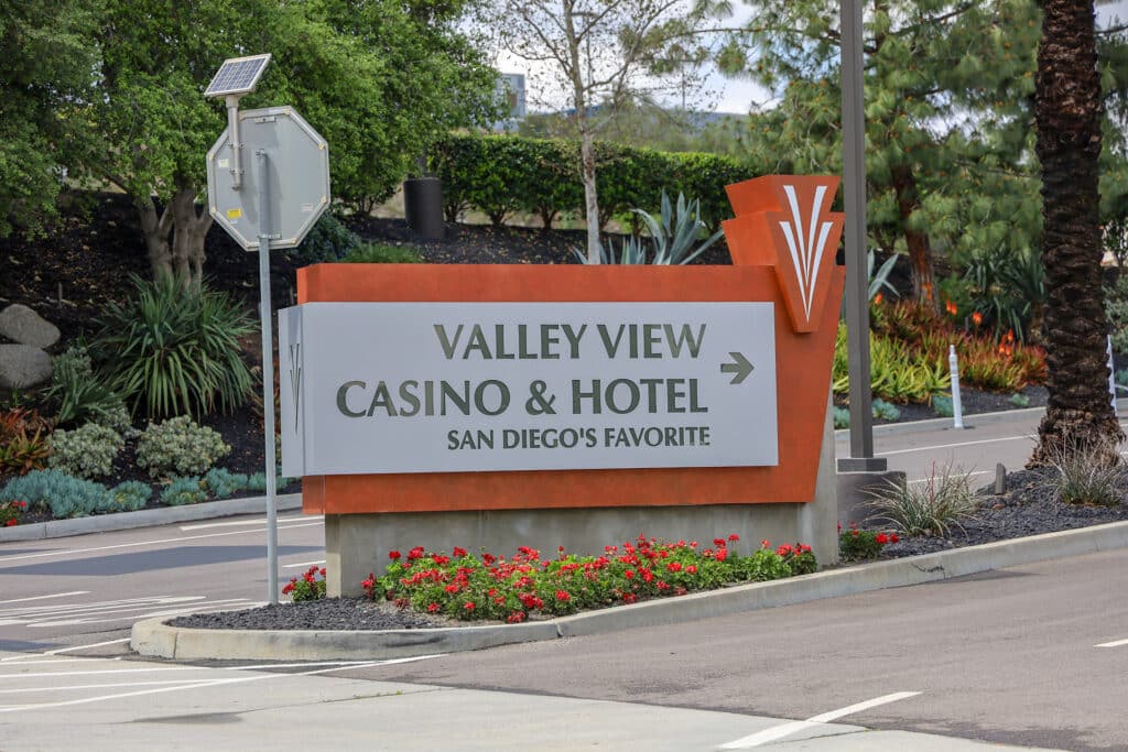 Street entrance sign to Valley View Casino & Hotel